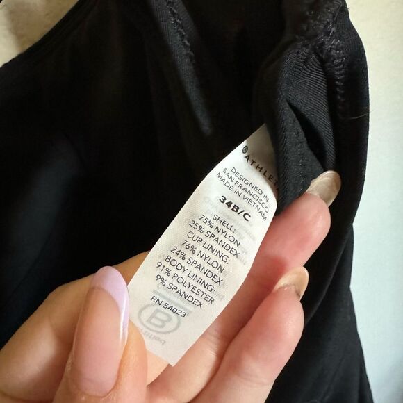 Athleta‎ Square Neck Bra Cup Tankini Sz 34B/C in Black NEW - Picture 8 of 8